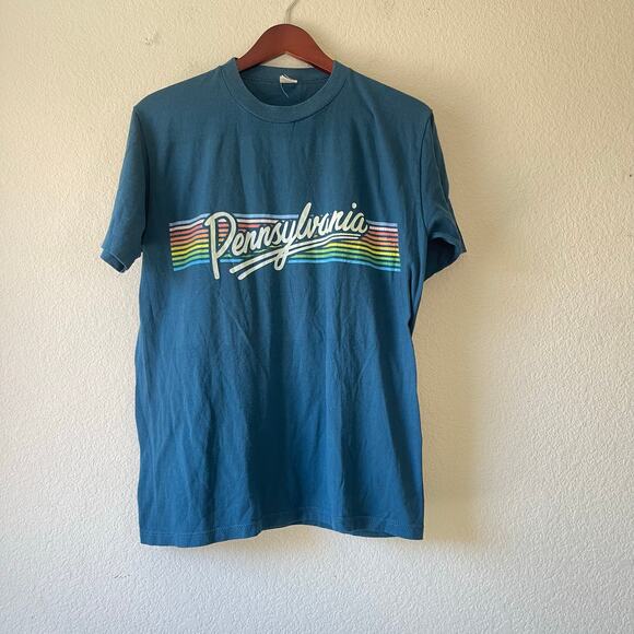 Vintage Tops - Vintage 80s Pennsylvania t‎ shirt blue with retro colorway size large